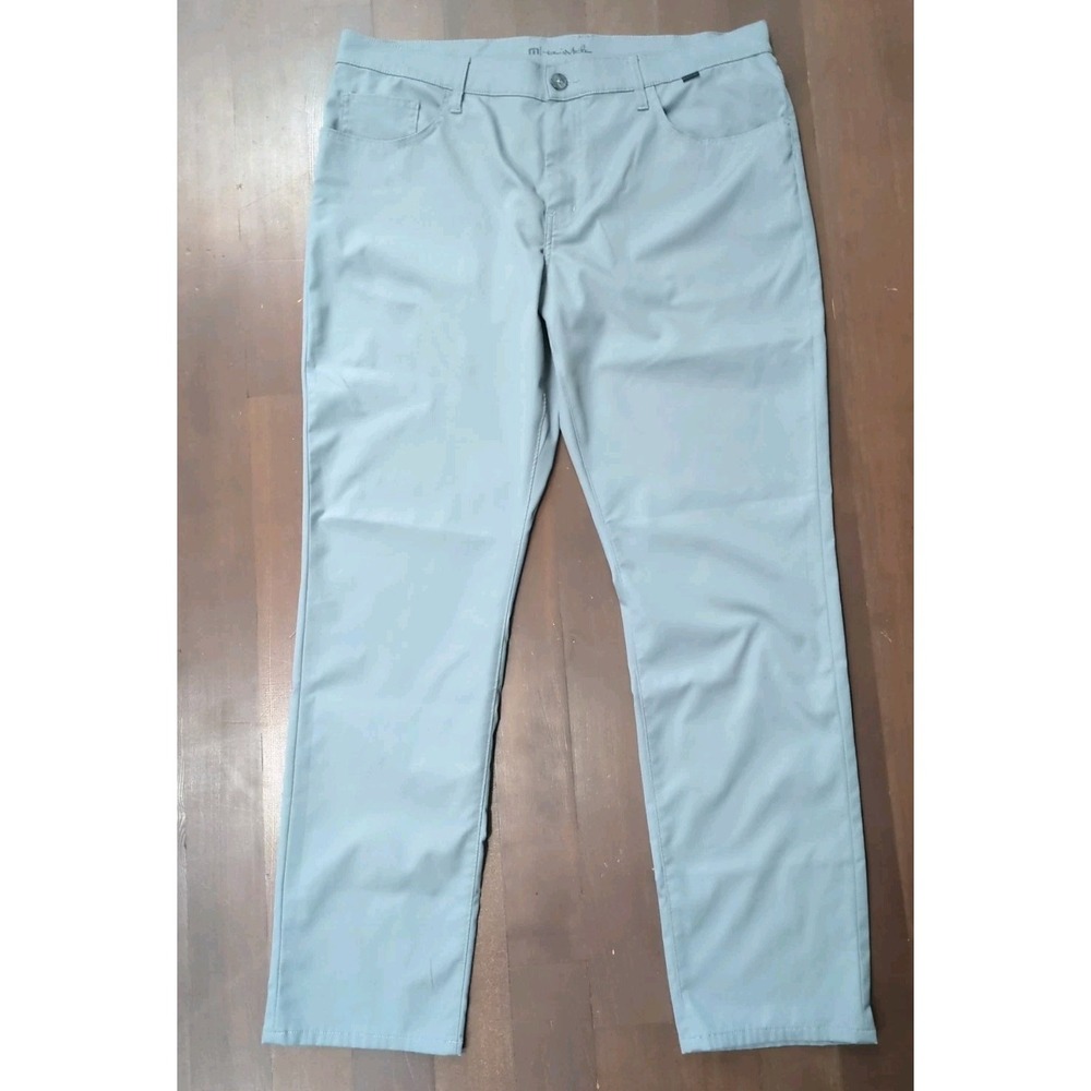 Travis Mathew Golf Pants Mens 38x33‎ Solid Gray Chino Stretch Straight Leg EUC